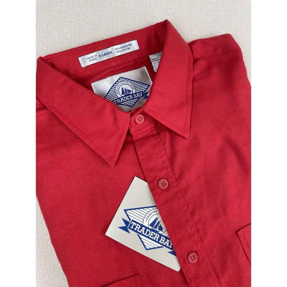 Vintage Trader Bay Men's Long Sleeve Button Down Dress Shirt XL Genuine Casual‎